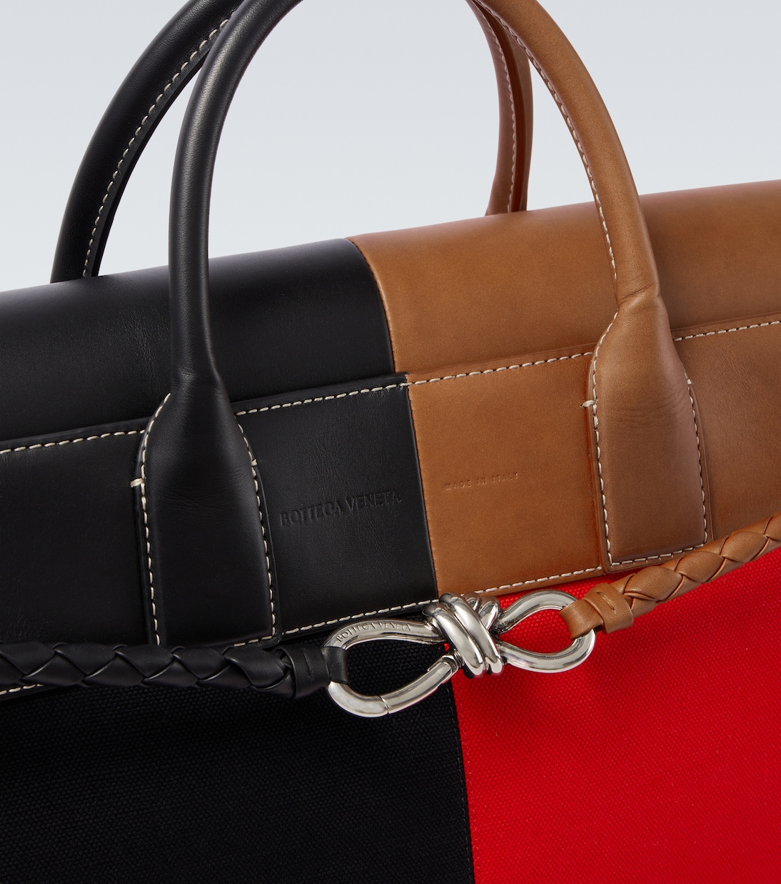 Andiamo Large leather-trimmed tote bag | Bottega Veneta
