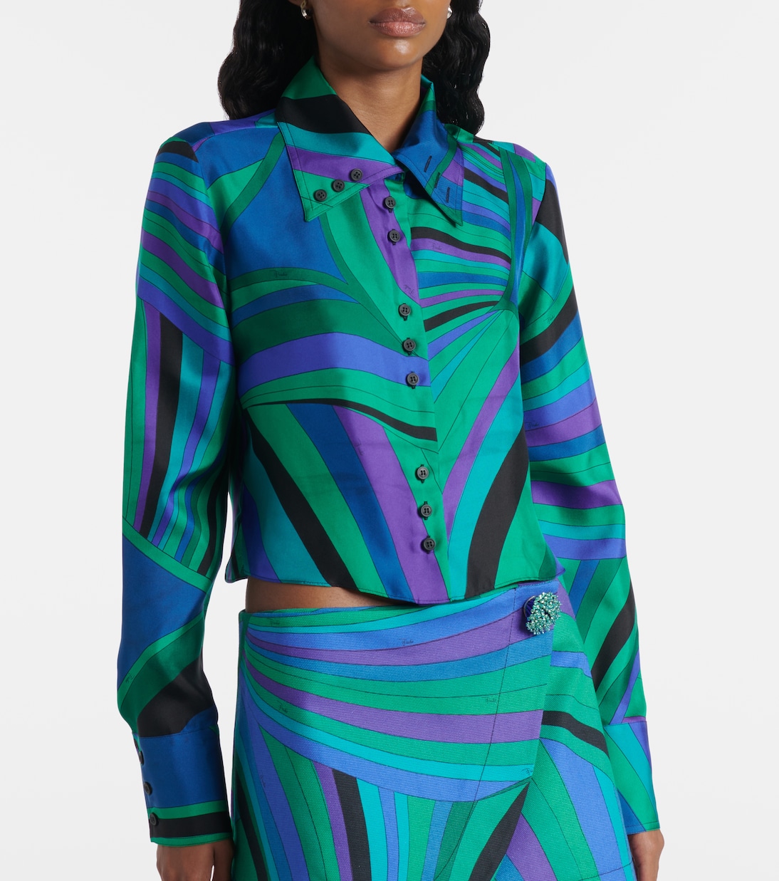 Iride cropped silk shirt | Pucci