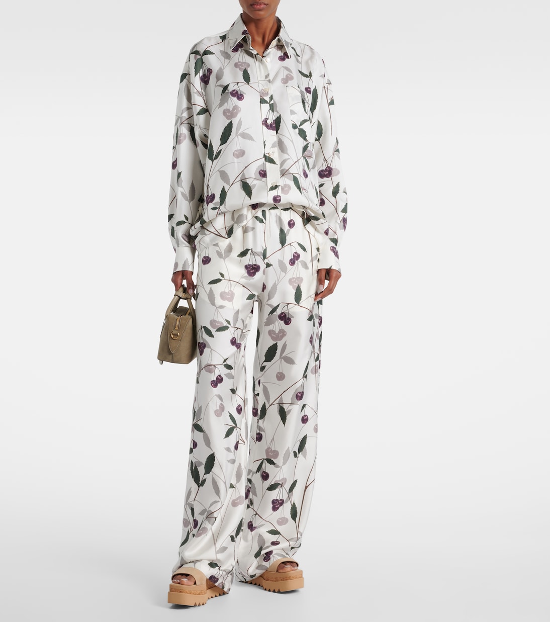 Printed silk twill wide-leg pants | Stella McCartney