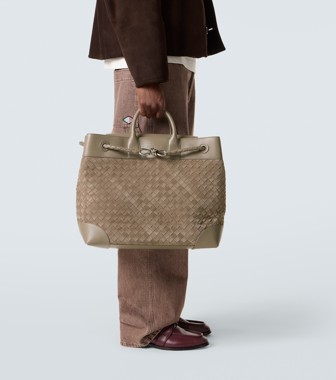 Andiamo Voyager suede and leather tote bag | Bottega Veneta