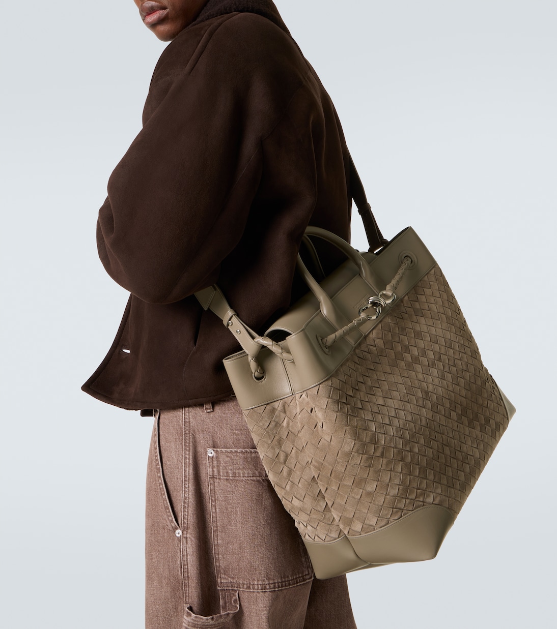 Andiamo Voyager suede and leather tote bag | Bottega Veneta