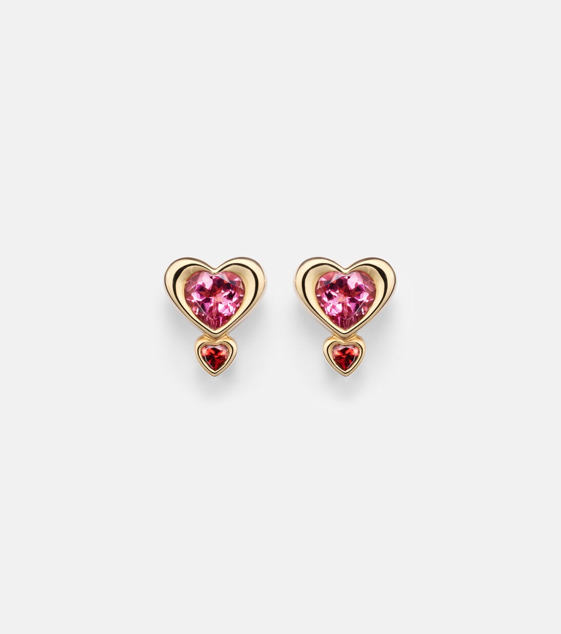 Boucle d’oreille unique en or 14 ct, tourmaline et grenat | Roxanne First
