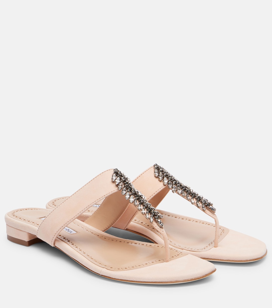 Sandali infradito Bizaba in suede con cristalli | Manolo Blahnik