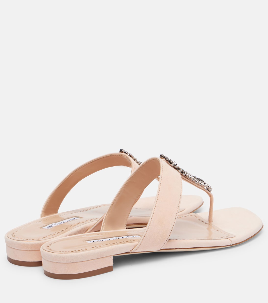 Sandali infradito Bizaba in suede con cristalli | Manolo Blahnik