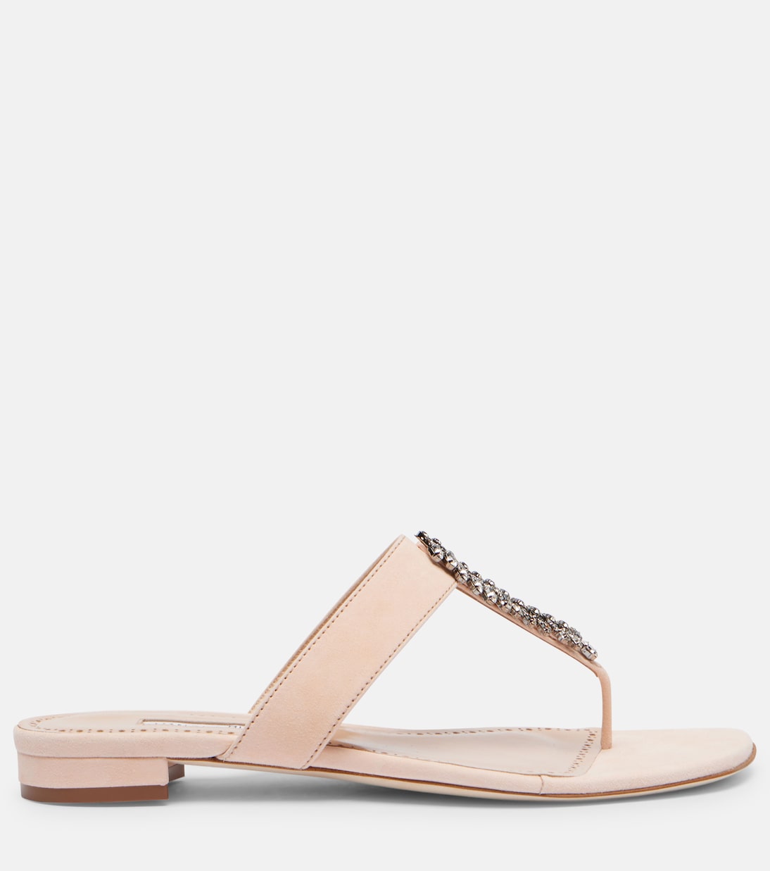 Sandali infradito Bizaba in suede con cristalli | Manolo Blahnik
