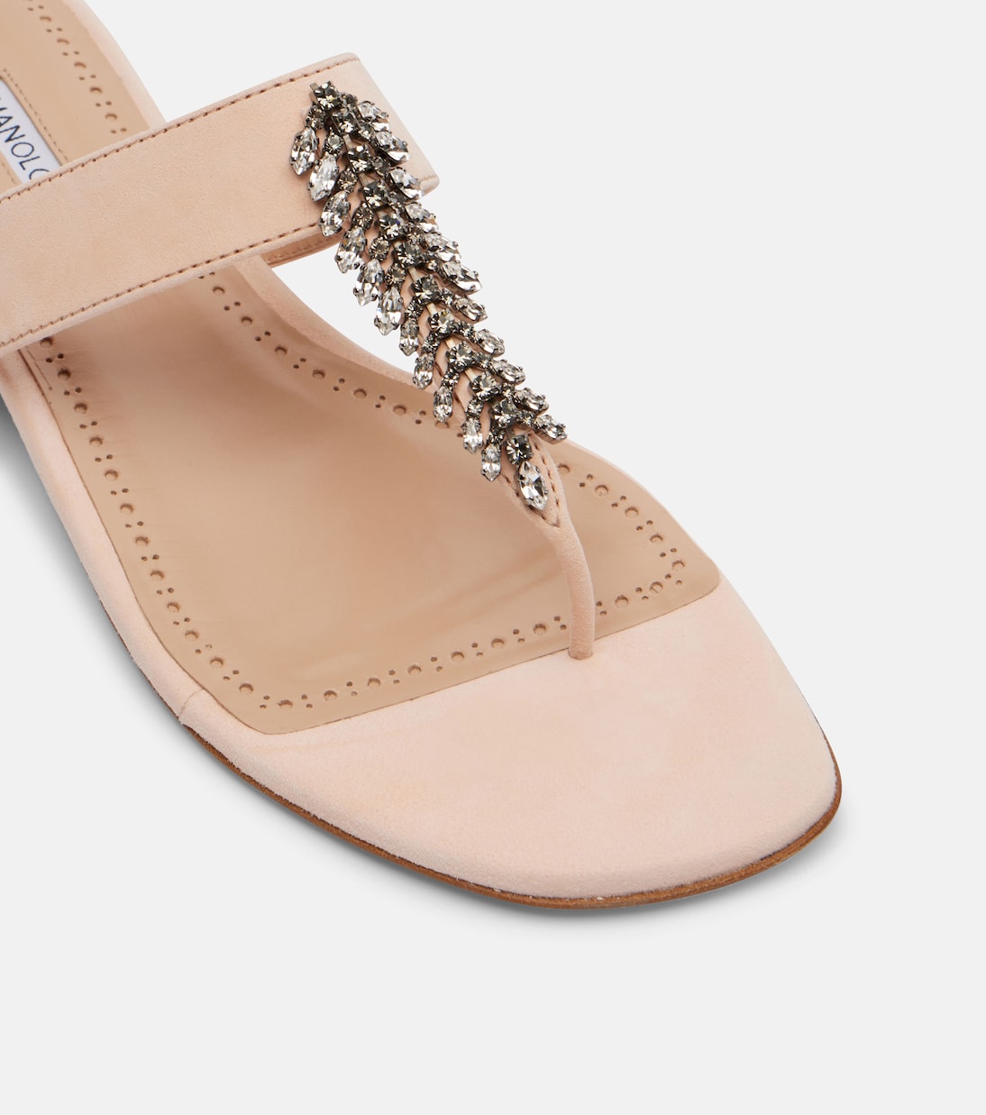 Sandali infradito Bizaba in suede con cristalli | Manolo Blahnik