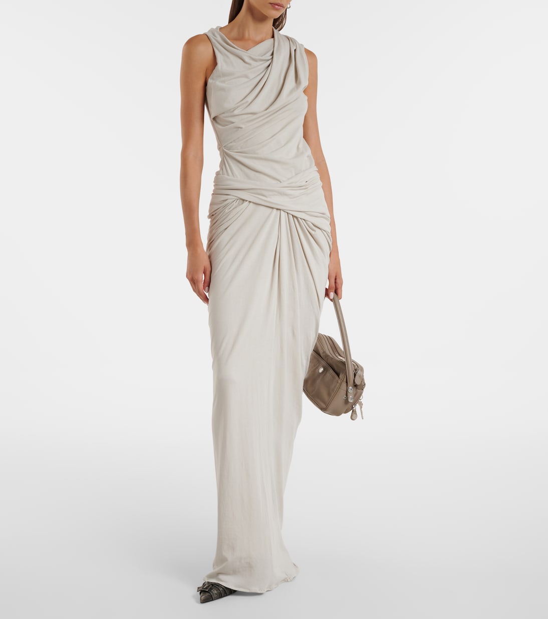 Draped cotton-blend jersey maxi skirt | Entire Studios