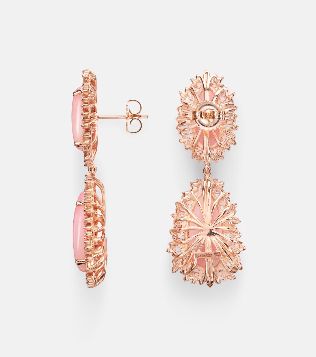 Pendientes de oro rosa de 18 ct con ópalo y diamantes | Suzanne Kalan