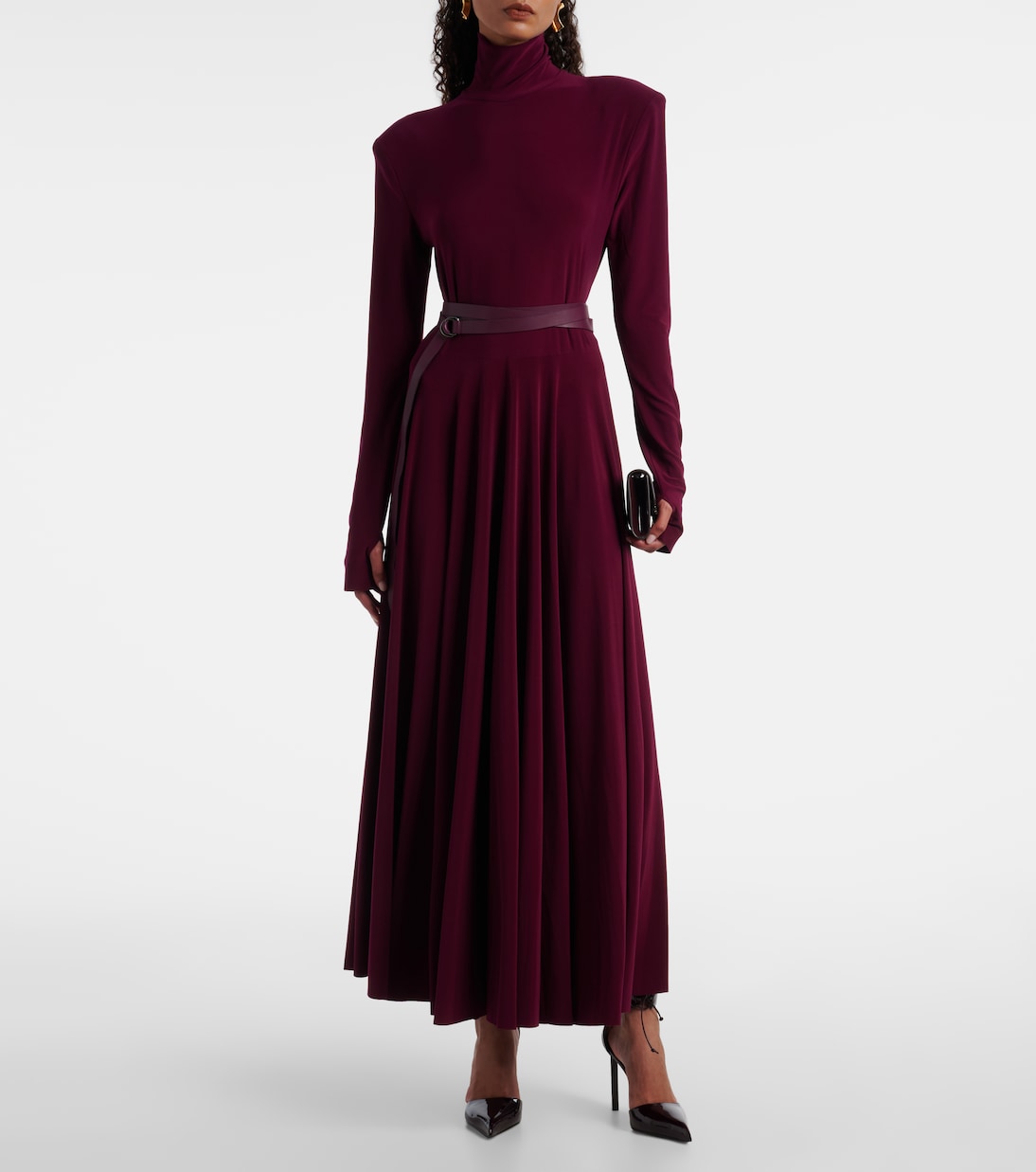 Pleated turtleneck maxi dress | Norma Kamali