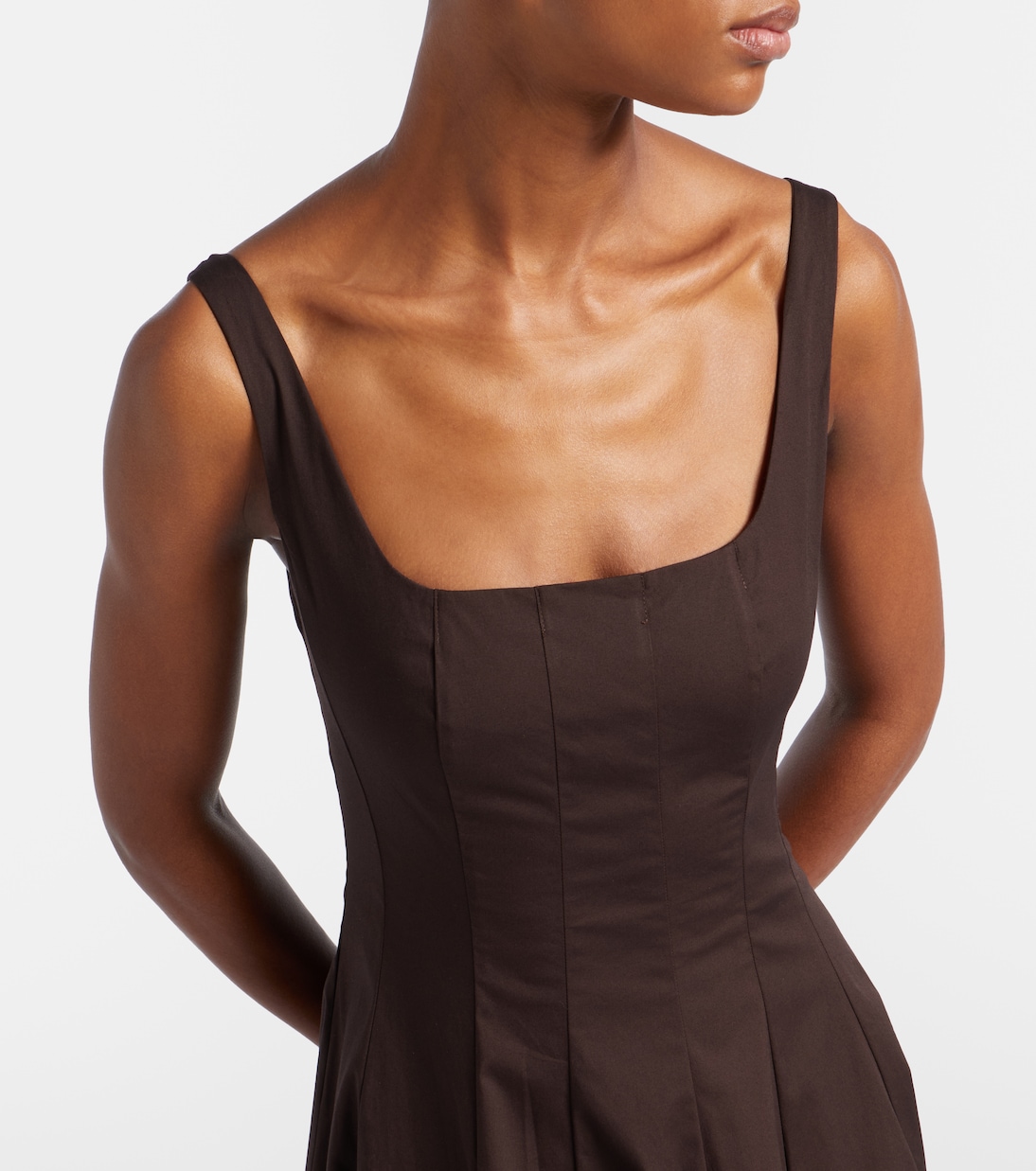 Vestido midi de algodón plisado | Staud