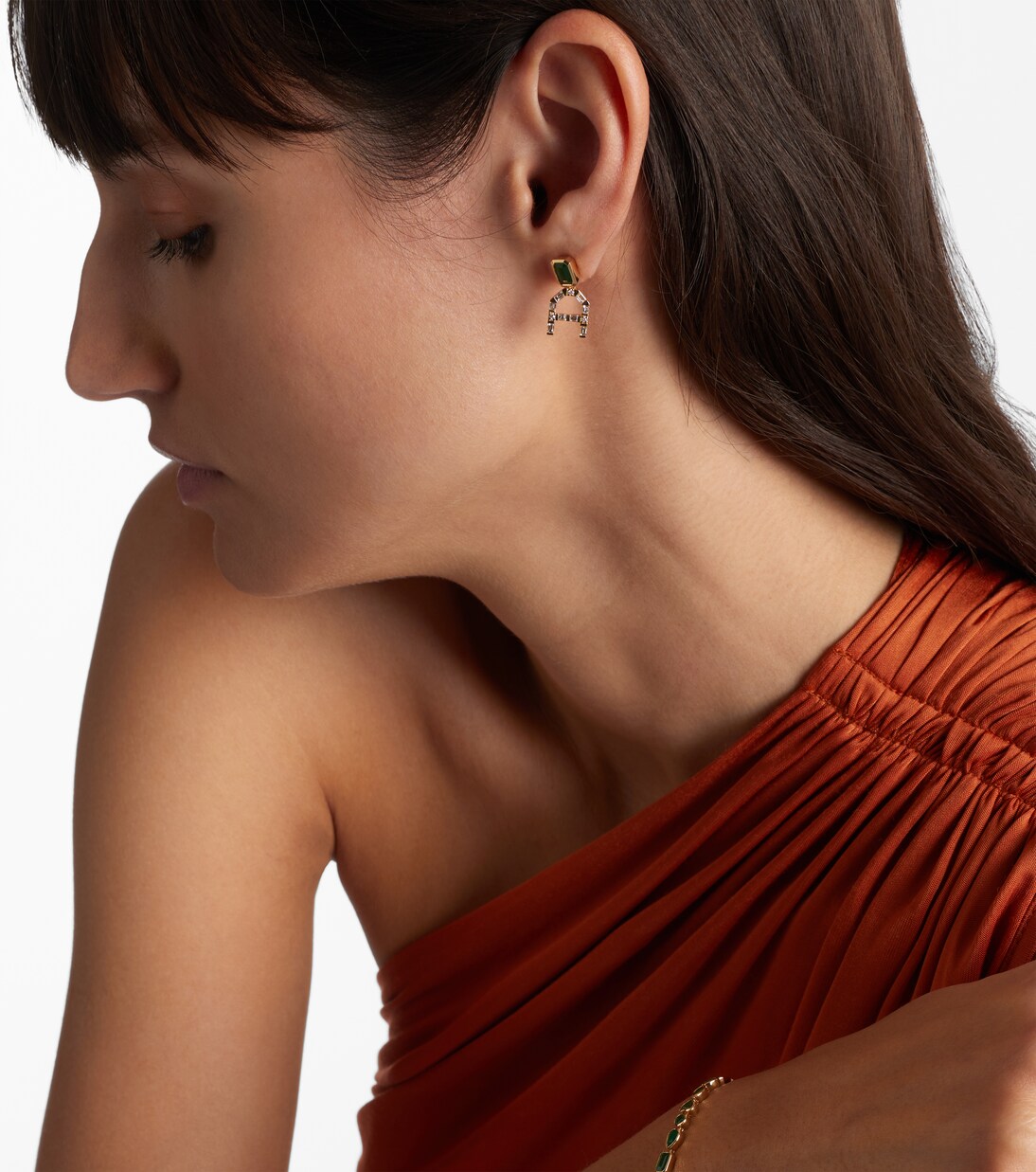 18kt gold drop earrings with diamonds and emeralds | Shay Jewelry