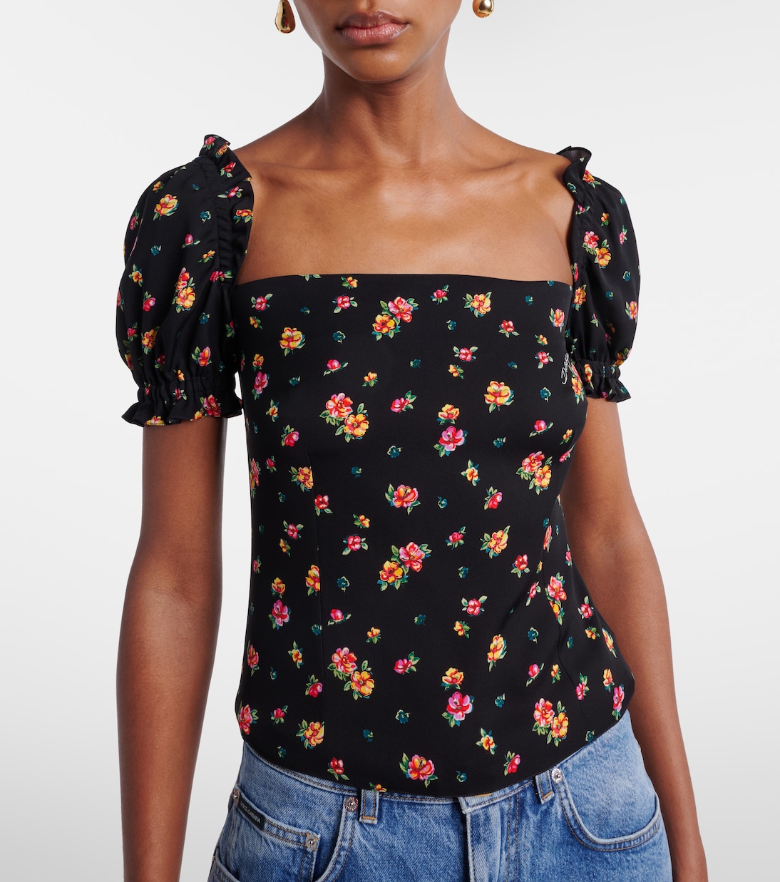 Floral silk-blend charmeuse top | Dolce&Gabbana