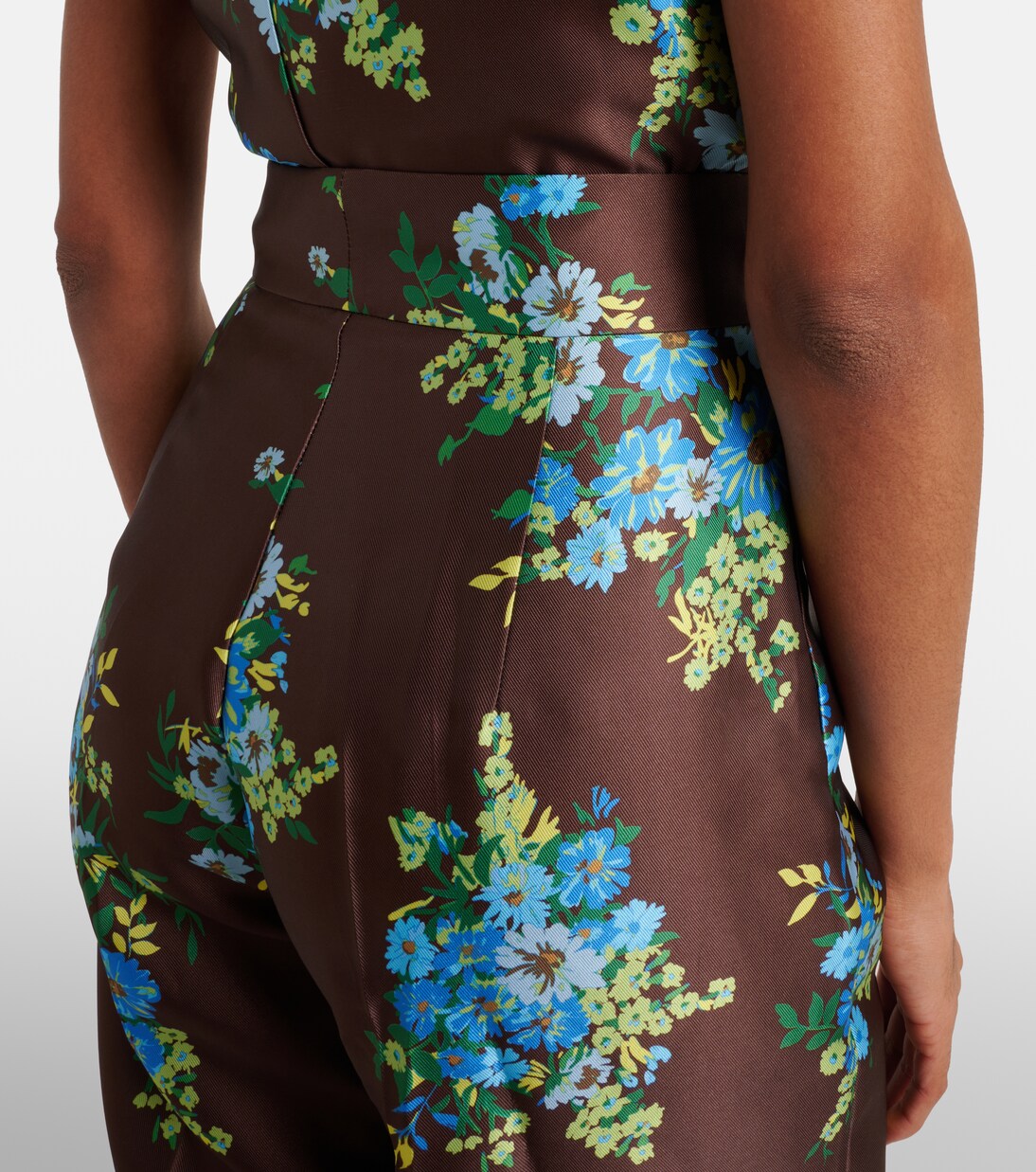 Floral satin bootcut pants | Alémais