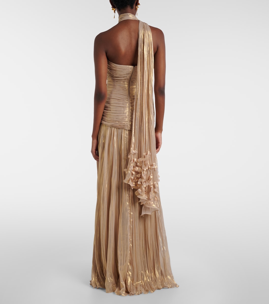 Dayana pleated scarf-detail bustier gown | Marmar Halim