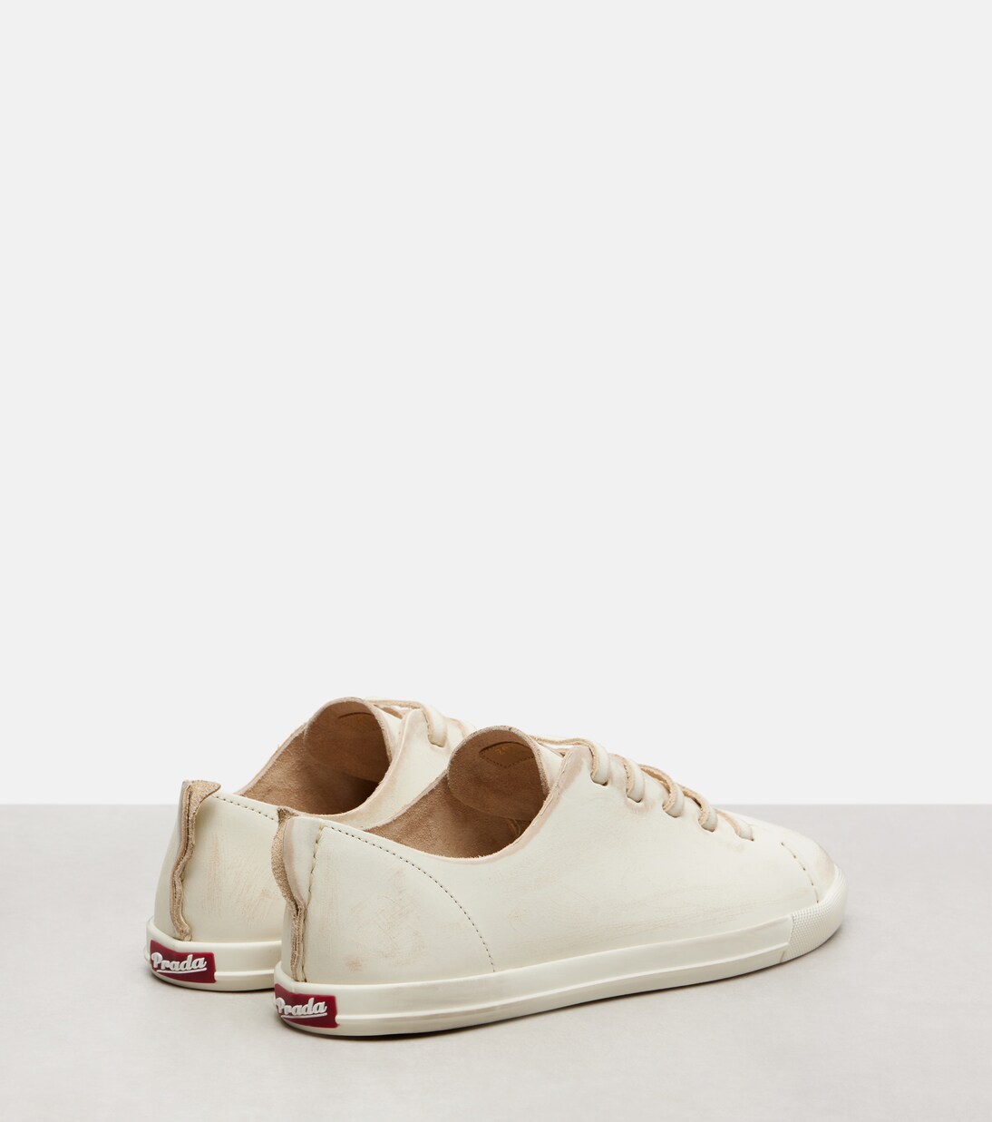 Distressed leather sneakers | Prada
