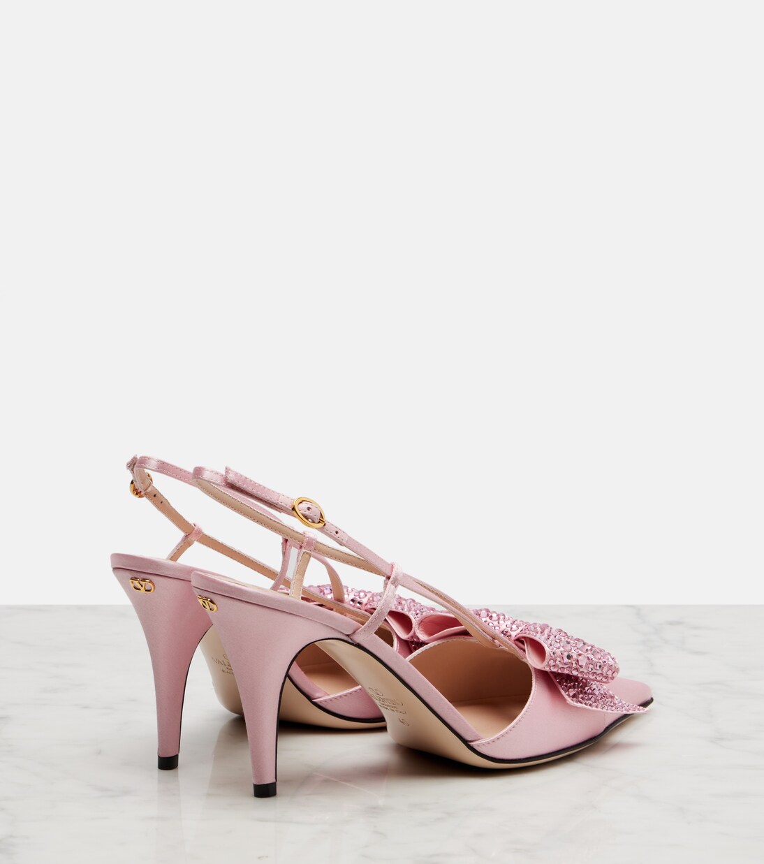 Pumps slingback Bowow 85 in raso con cristalli | Valentino Garavani