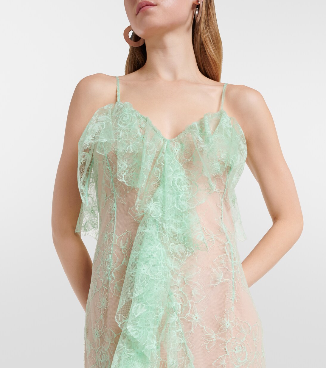 Ruffled sheer lace gown | Blumarine