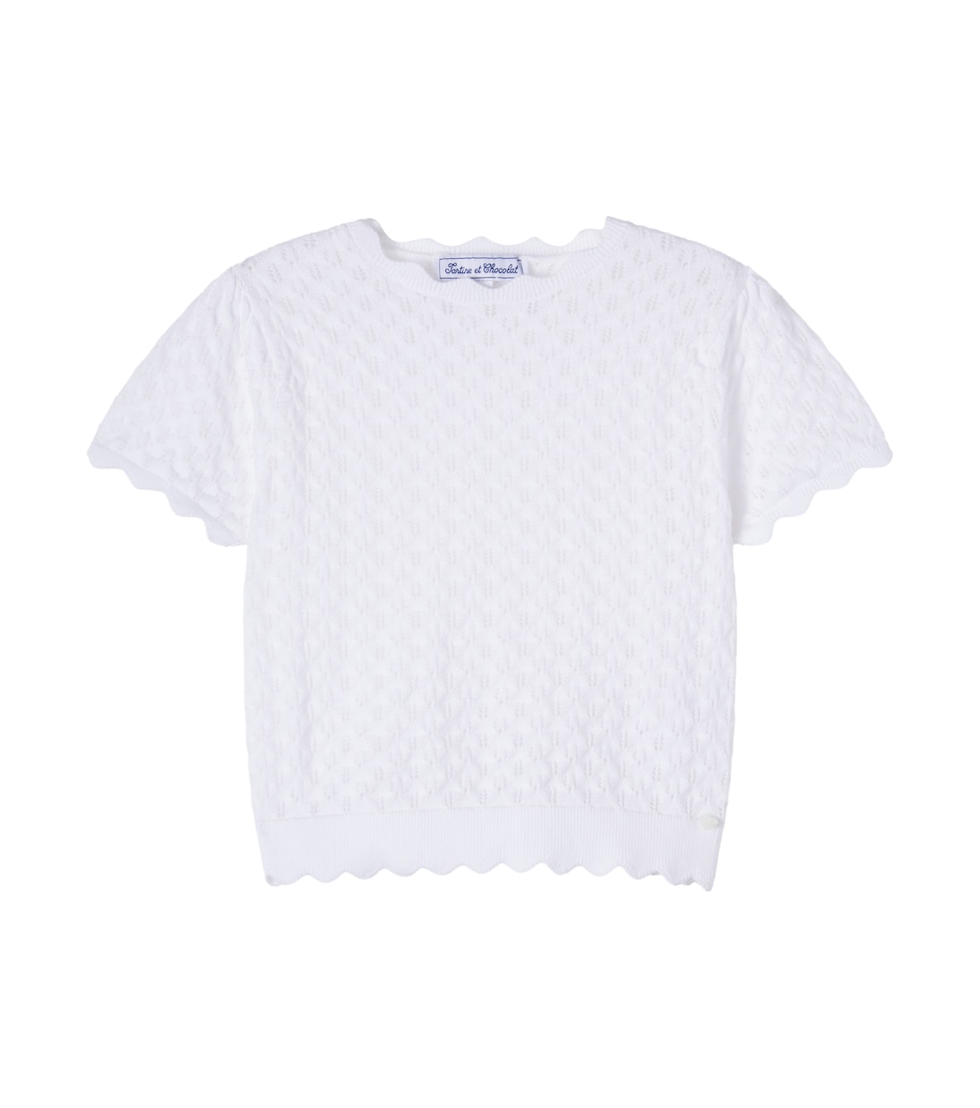 Scalloped pointelle cotton sweater | Tartine et Chocolat