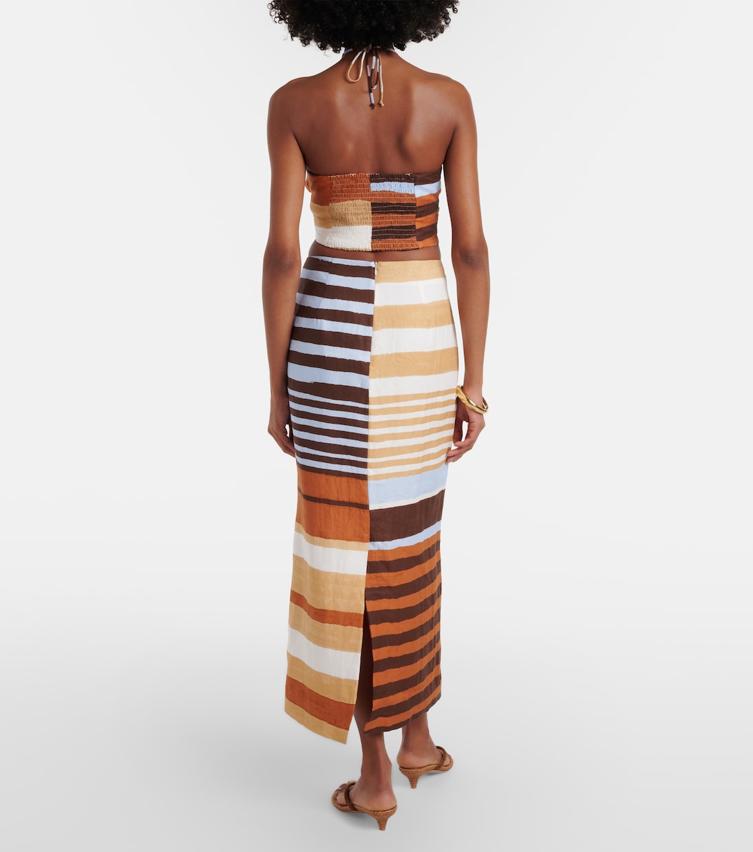 Bruna striped linen midi skirt | Cala de la Cruz