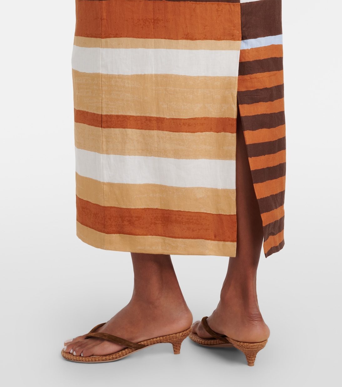 Bruna striped linen midi skirt | Cala de la Cruz