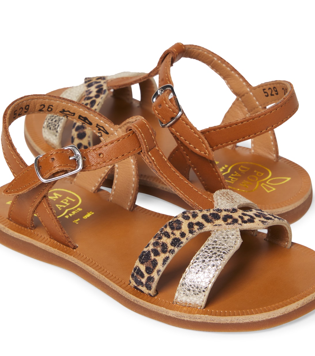 Sandali Plagette in pelle stampata | Pom d'Api