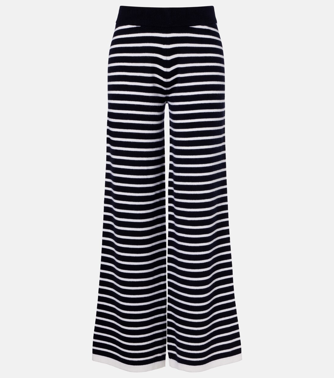 بنطلون بأرجل واسعة من الكشمير بخطوط | Jardin des Orangers