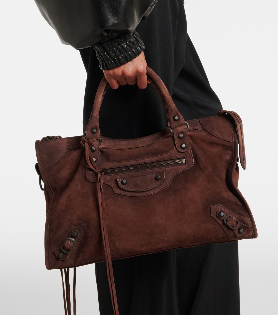 Le City Medium suede top-handle bag | Balenciaga