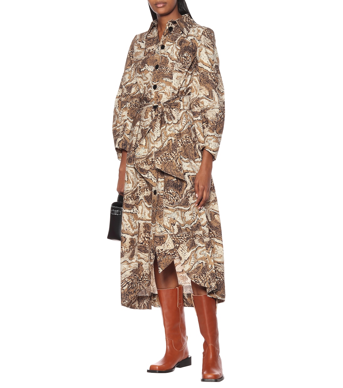 Printed cotton-poplin dress | Ganni