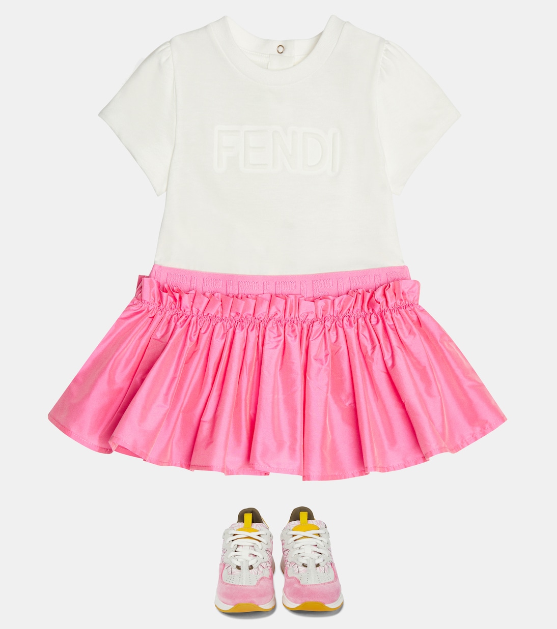 Kleid aus Jersey und Taft | Fendi Kids