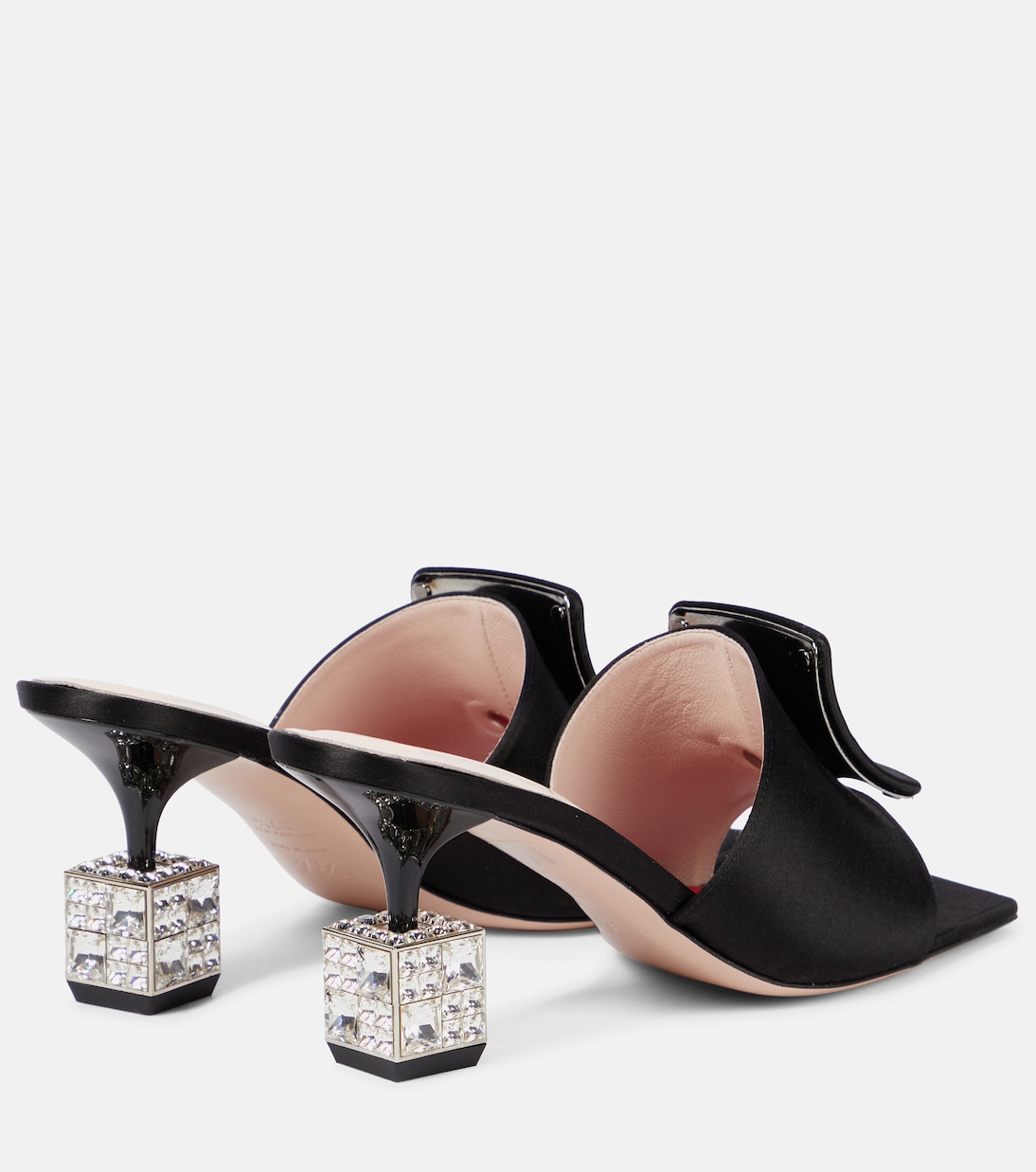 Verzierte Pantoletten Cube Strass aus Satin | Roger Vivier