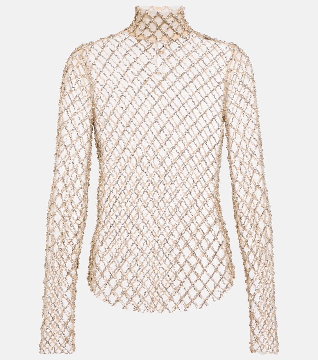 white mesh embroidered top