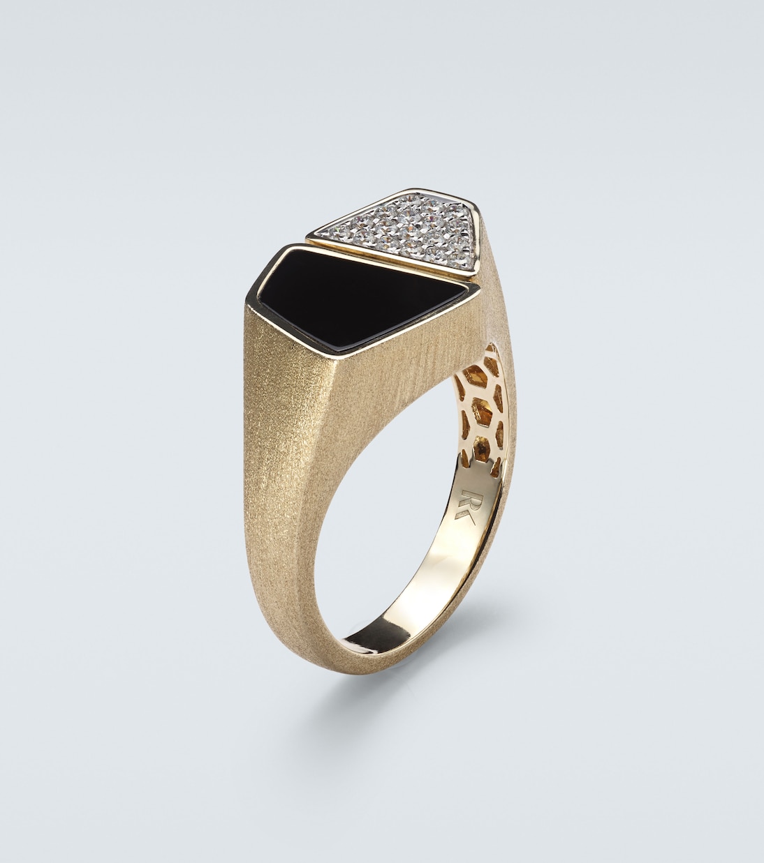 Esteve 9kt gold ring with onyx and diamonds | Rainbow K