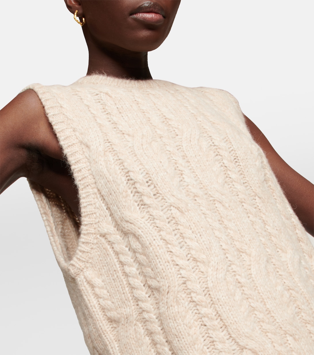 Chaleco de punto trenzado en alpaca | Toteme