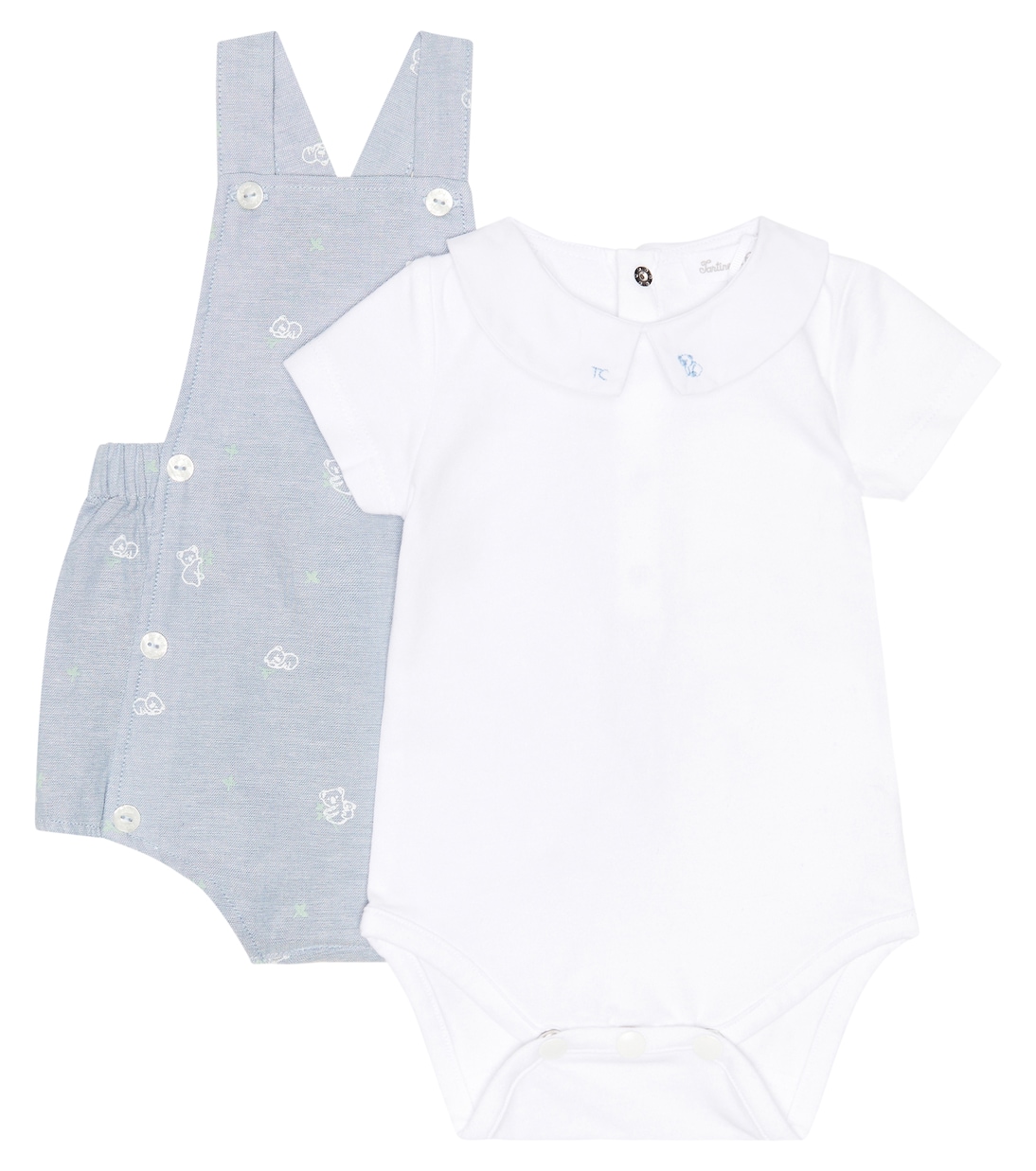Cotton-blend bodysuit and overalls set | Tartine et Chocolat