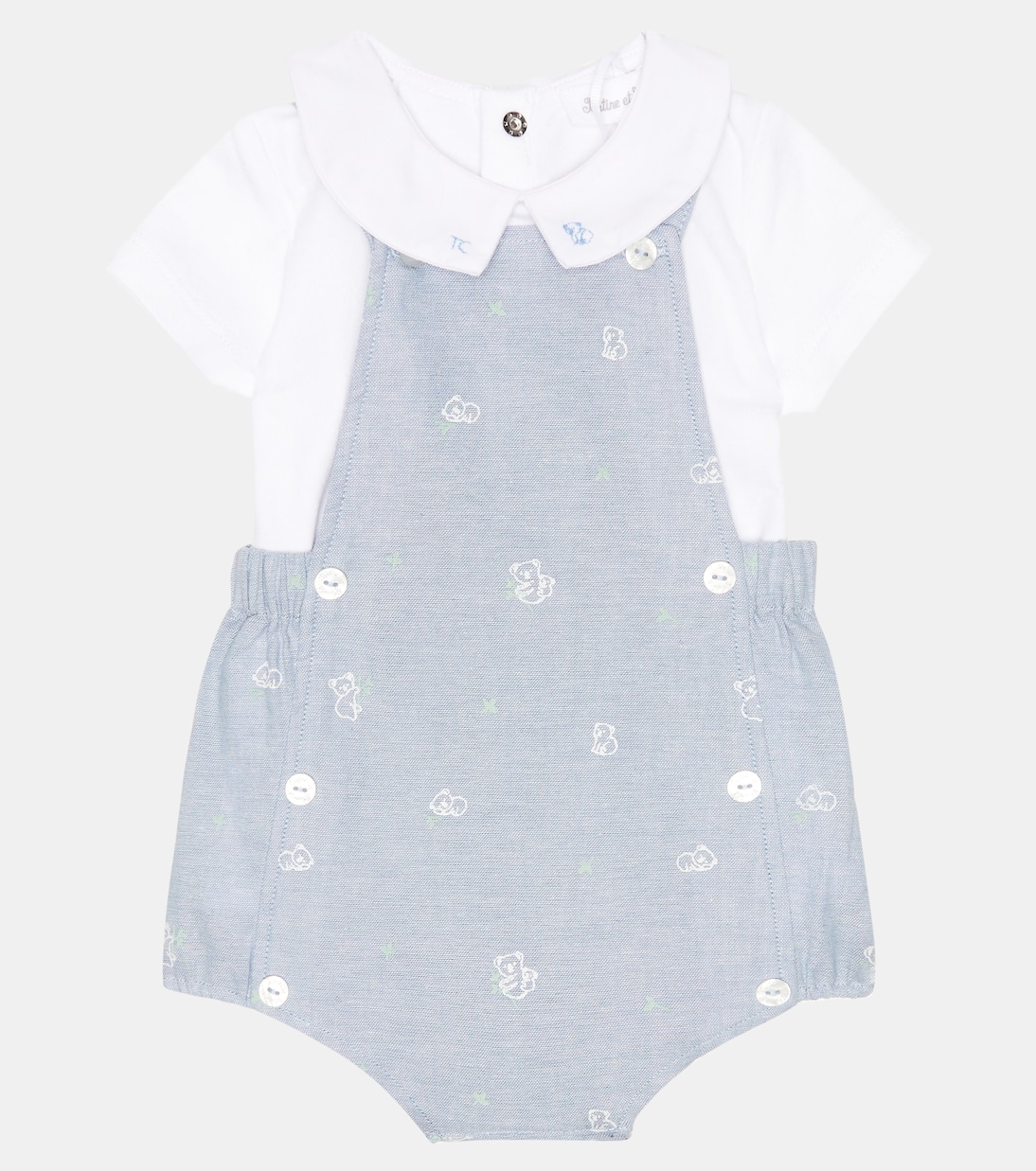 Cotton-blend bodysuit and overalls set | Tartine et Chocolat