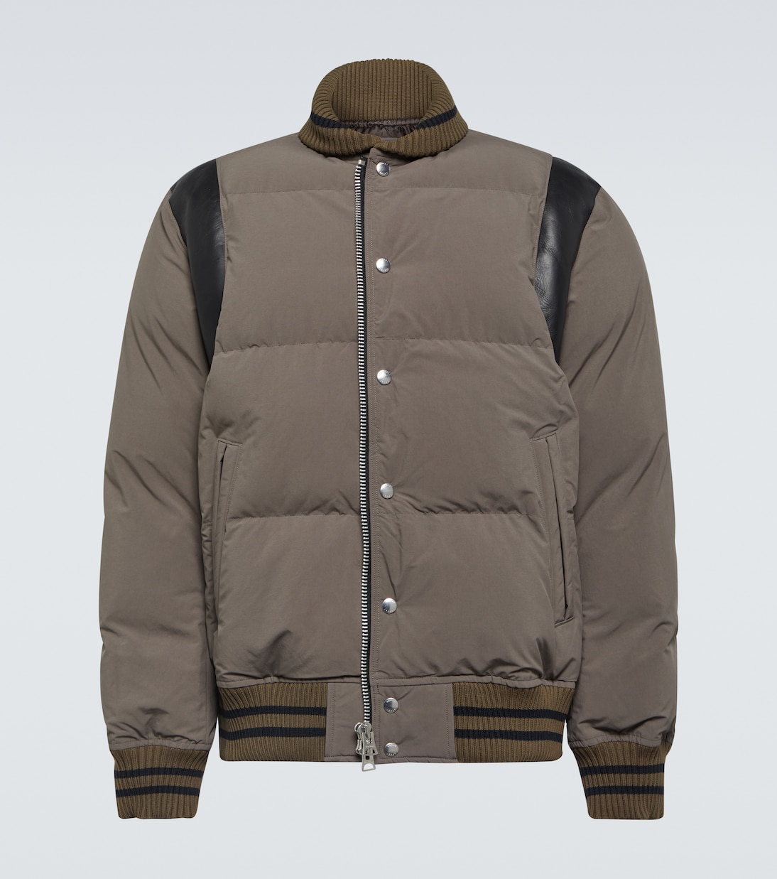 Chaqueta bomber ribeteada en piel | Sacai