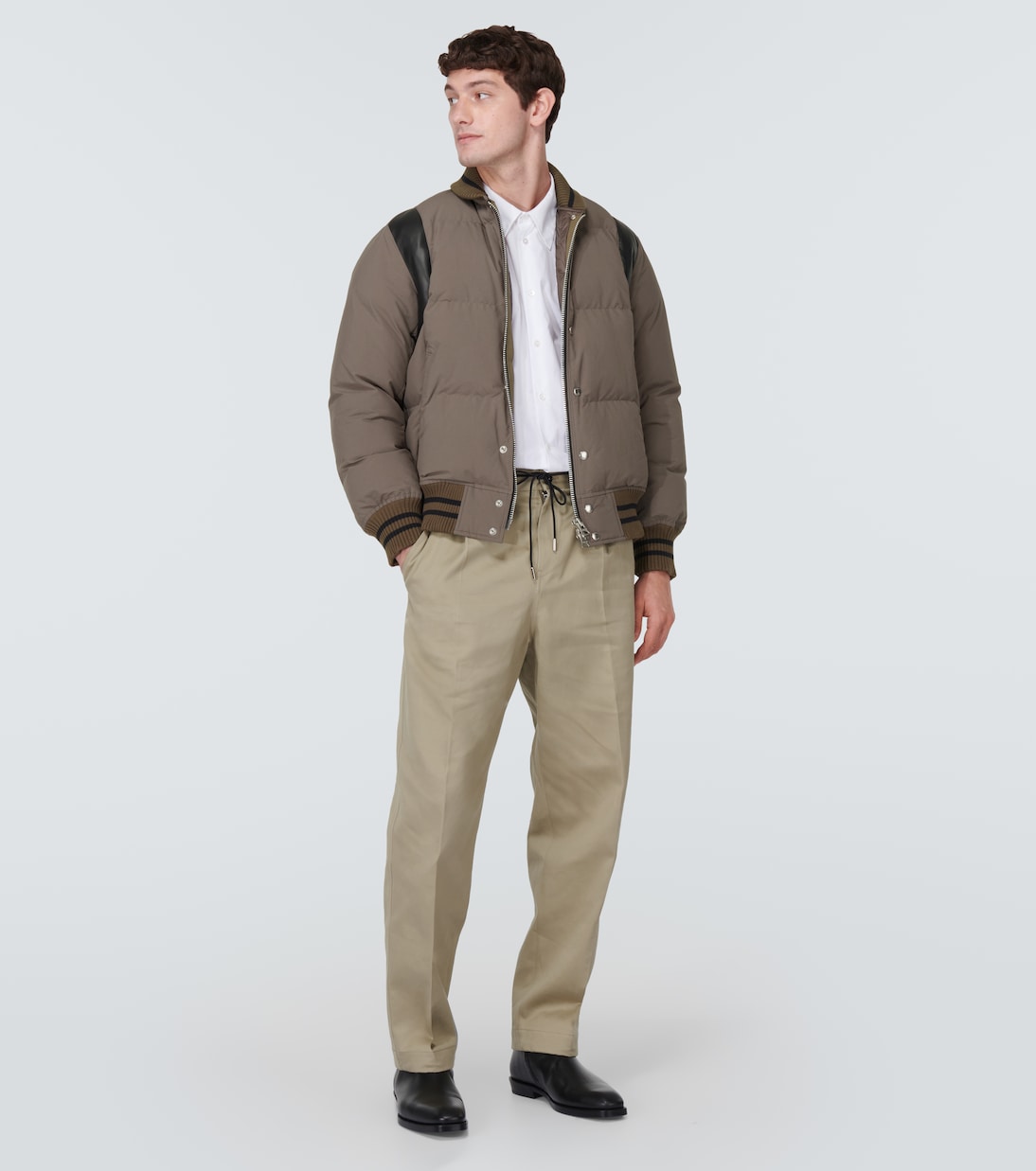 Chaqueta bomber ribeteada en piel | Sacai