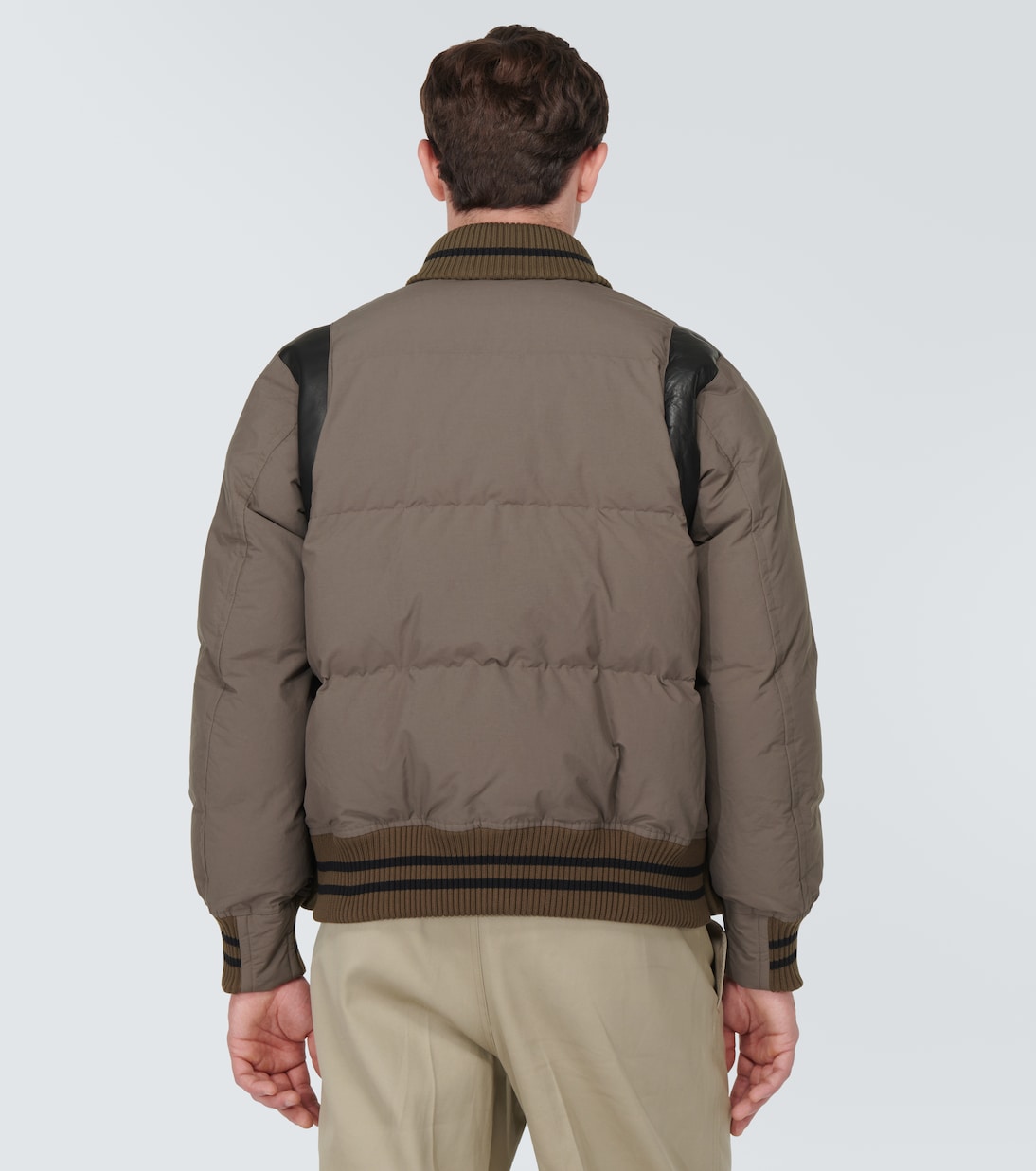 Chaqueta bomber ribeteada en piel | Sacai