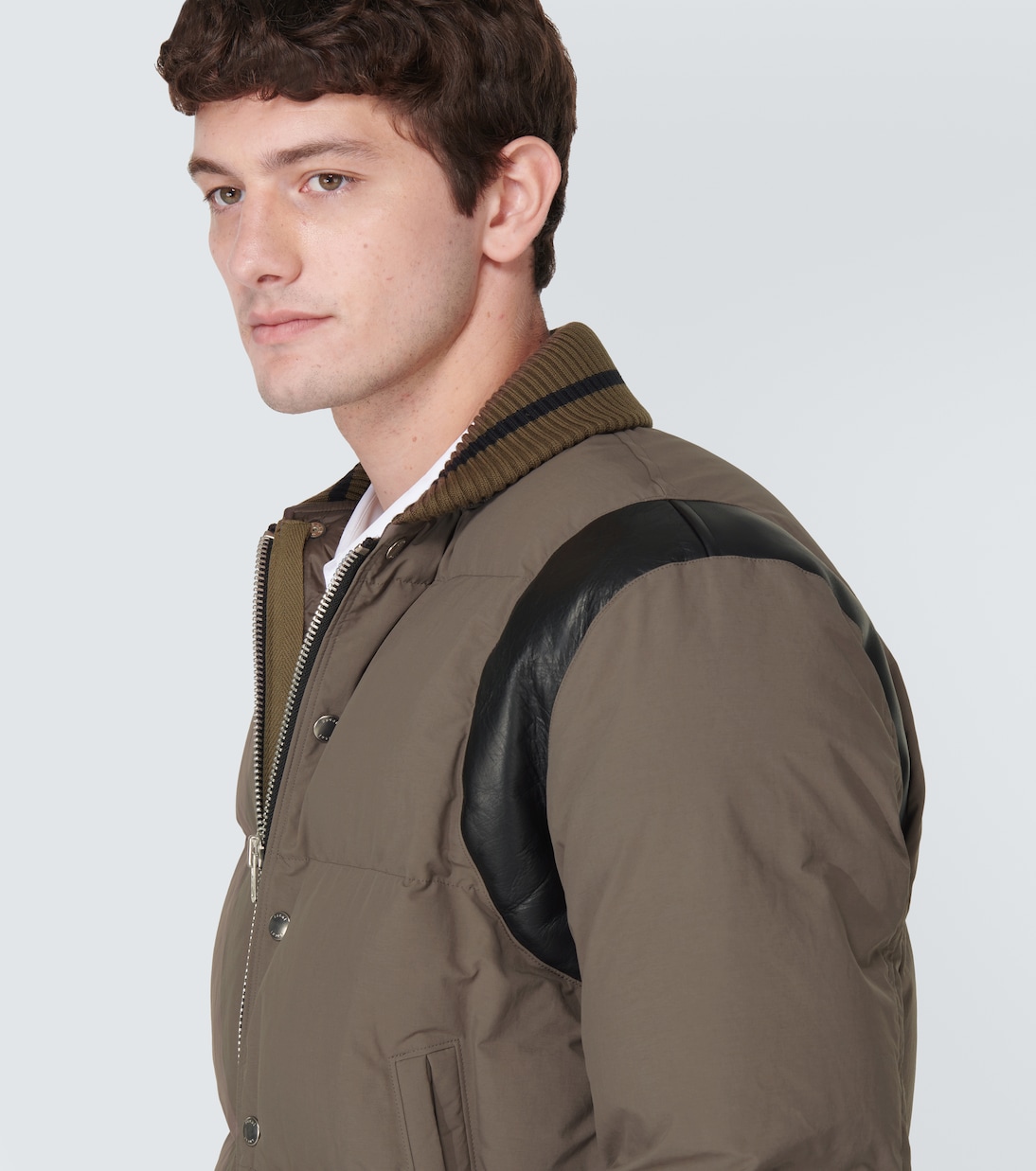 Chaqueta bomber ribeteada en piel | Sacai