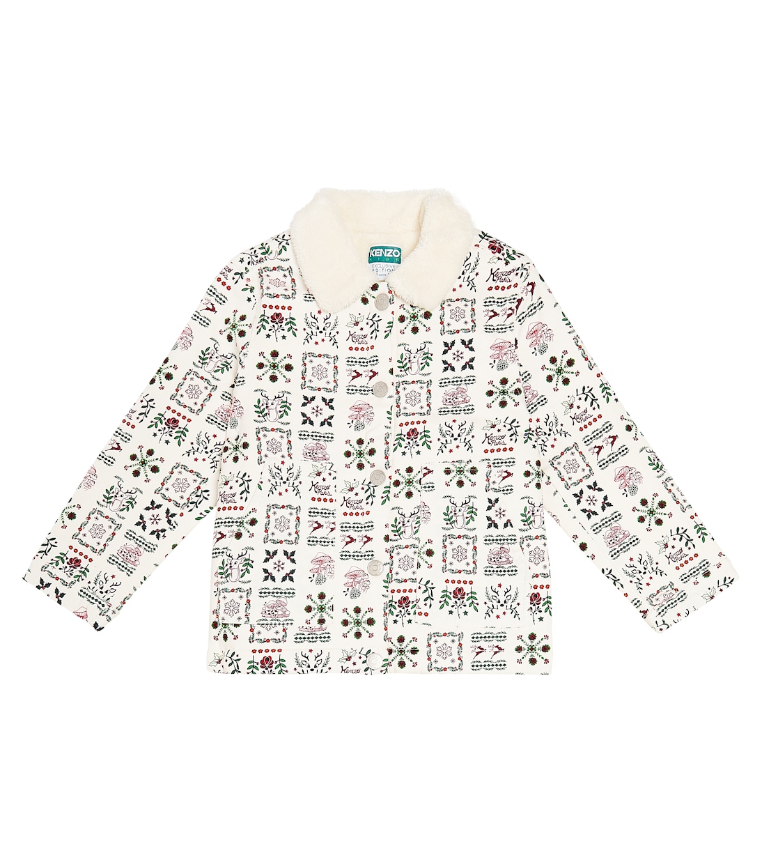 Bedruckte Jacke mit Faux Fur | Kenzo Kids