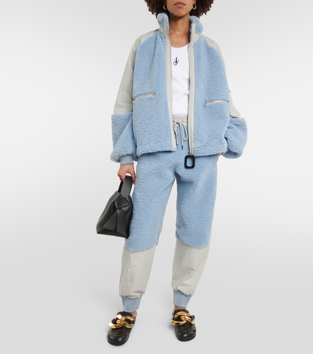 Colorblocked fleece-trimmed jacket  | JW Anderson