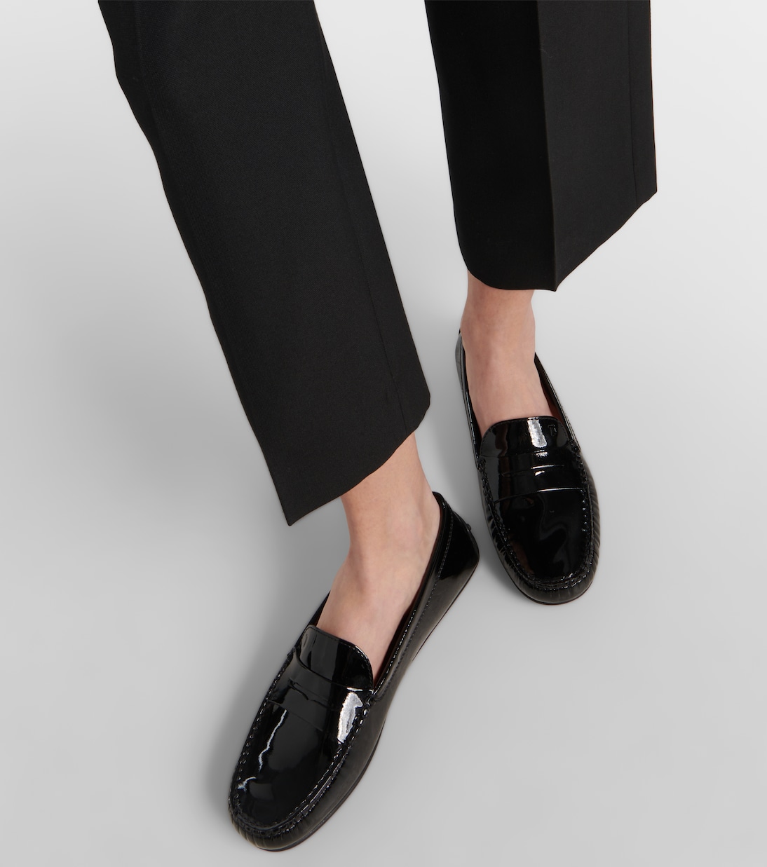City Gommino patent leather moccasins in black Tods Mytheresa
