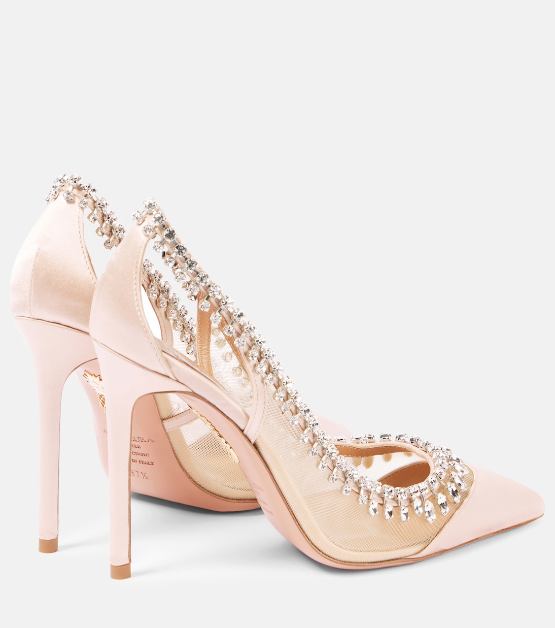 Pumps Crystal Crush 105 in raso e mesh | Aquazzura