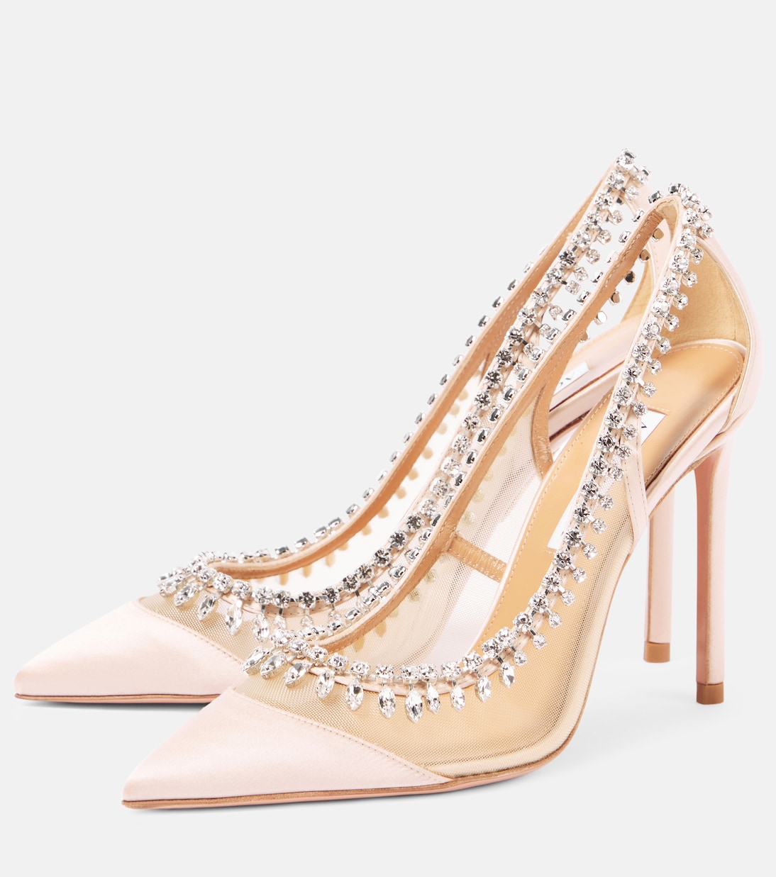 Pumps Crystal Crush 105 in raso e mesh | Aquazzura