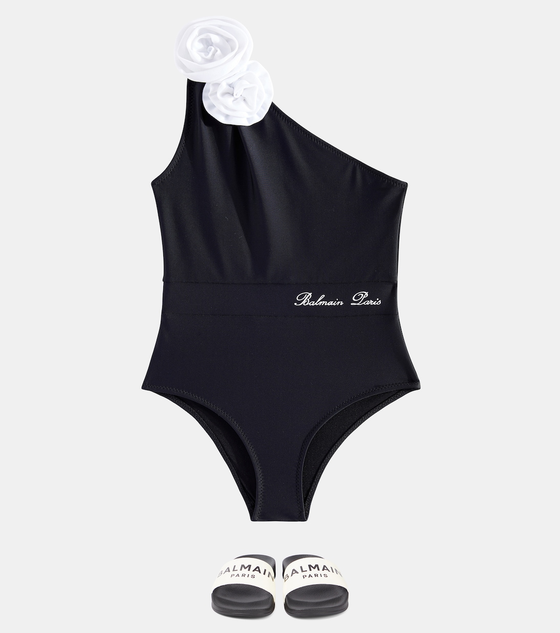 Maillot de bain asymétrique à fleurs | Balmain Kids
