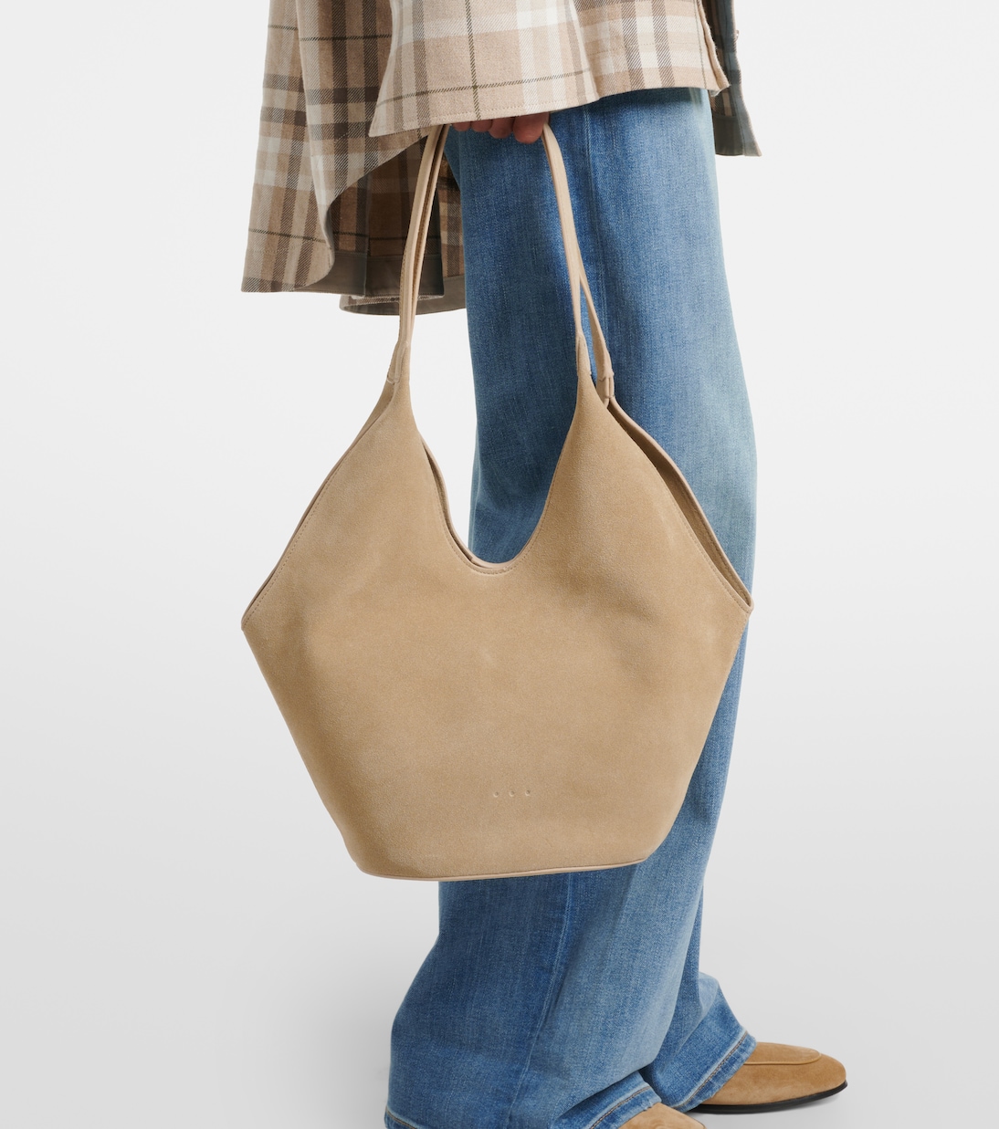 Sac Phantom Bucket Medium en daim | Aesther Ekme