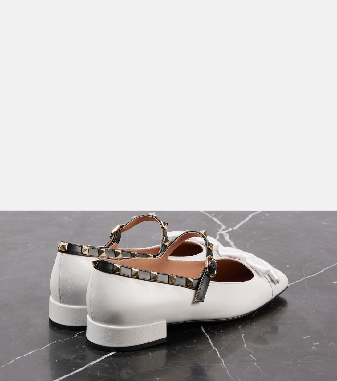 Ballerine Rockstud Bow in pelle | Valentino Garavani