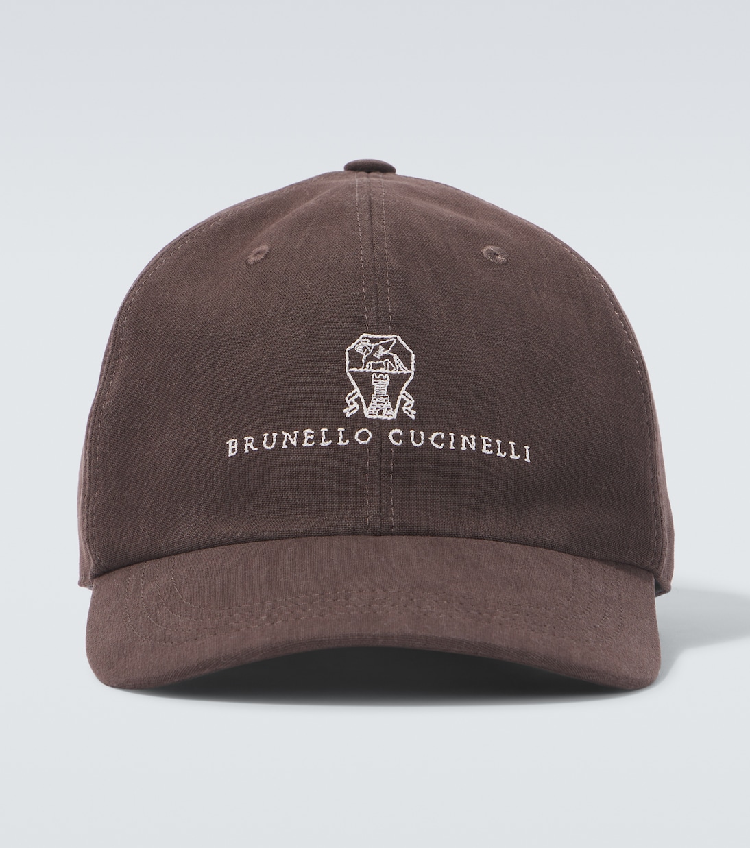 Cappello da baseball in lino con pelle | Brunello Cucinelli