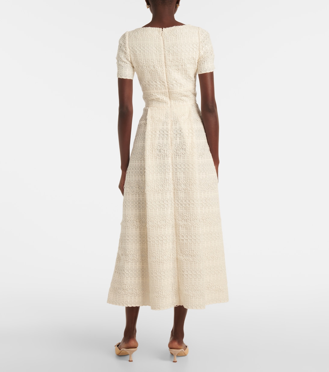 Abito midi in pizzo macramè | Elie Saab
