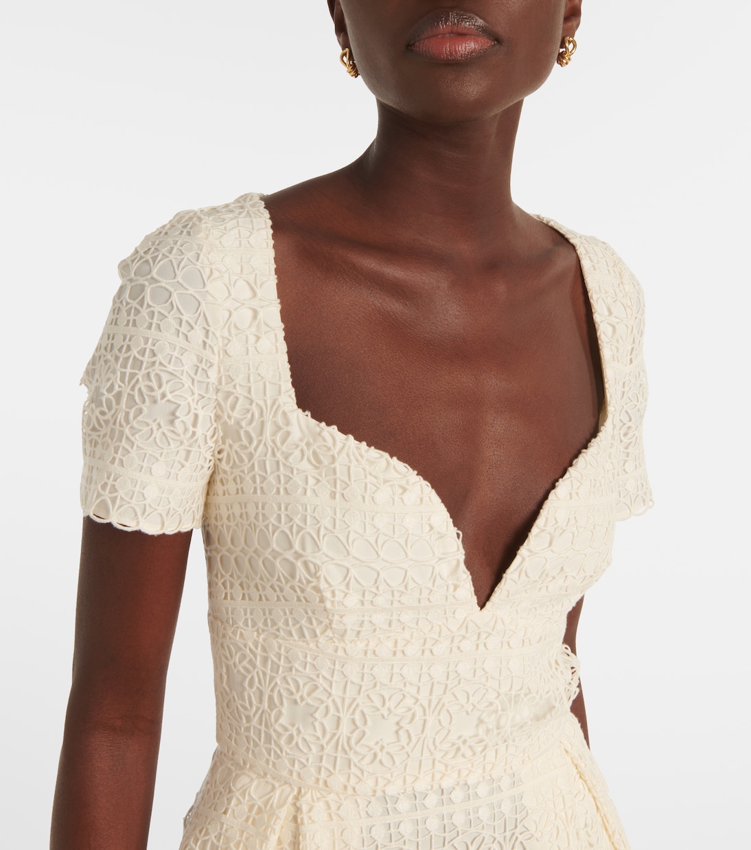Abito midi in pizzo macramè | Elie Saab